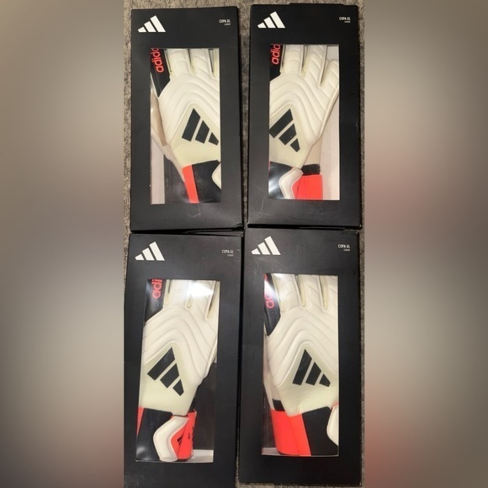 New Adidas Copa GL League Goalkeeper Gloves Ivory Solar Red Black IQ4011 Size 8